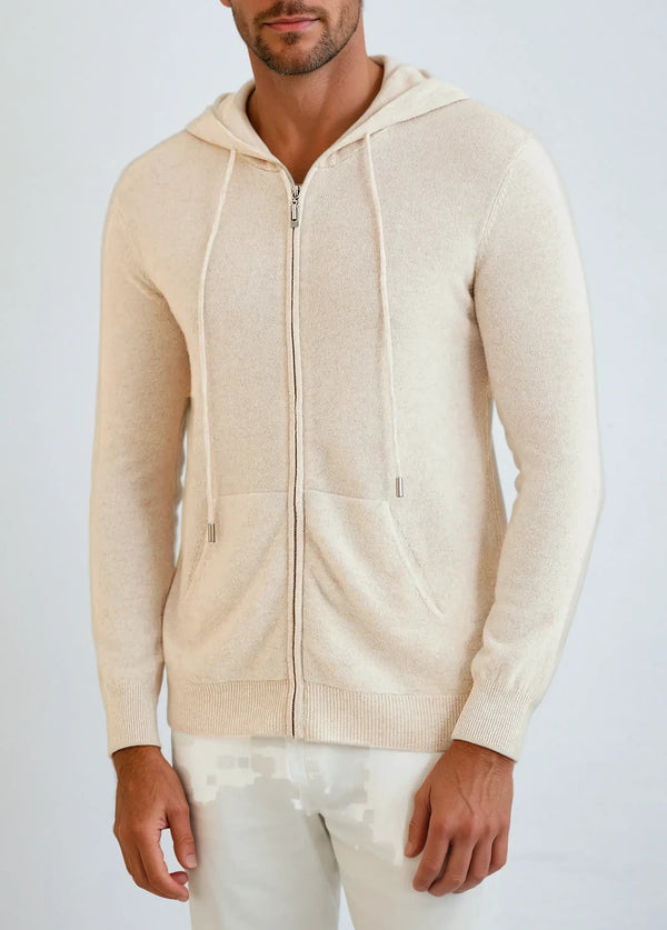 Cashmere Knit Zip Vest – Cream Beige – Borchelle